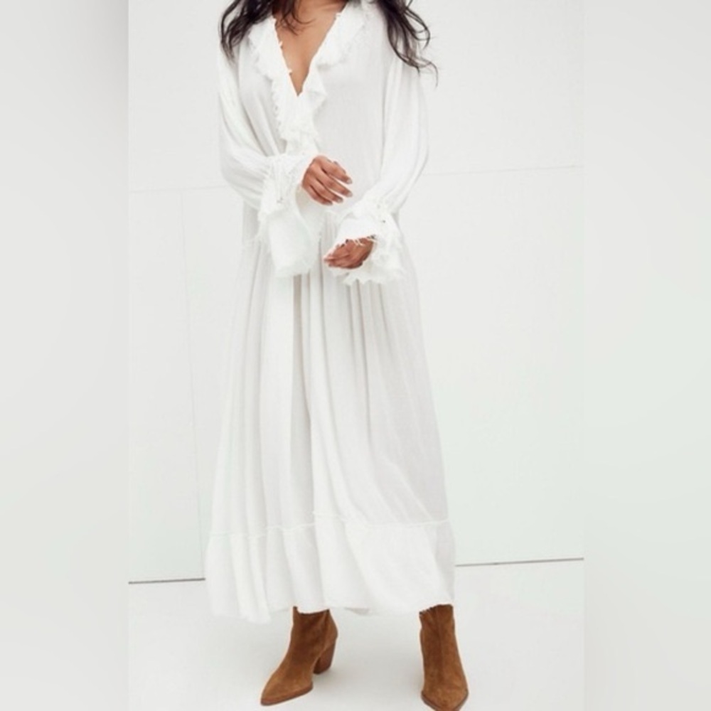 Free People Sweet Darlin White Ruffle Maxi Dress - Picture 3 of 13